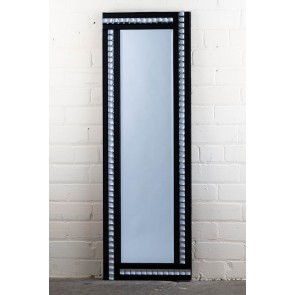 Deluxe Frameless Black Crystal Full Length Mirror