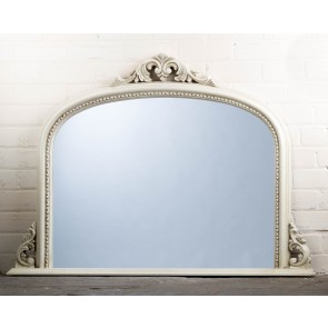 White Ornate Over Mantle Mirror