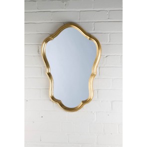 Ornate Shaped Small Gold Over Mantle Mirror